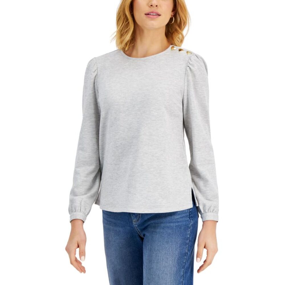 Charter Club Long Sleeve Boatneck Top With Heart Buttons